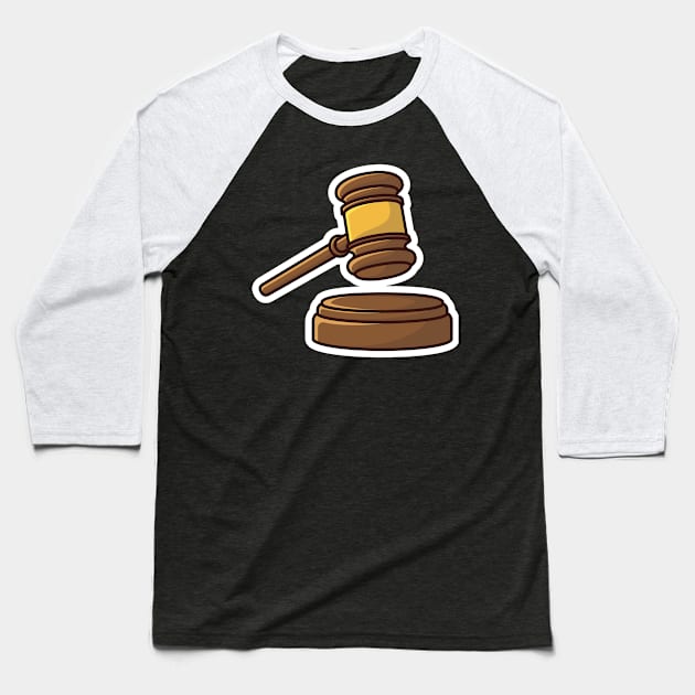 Wooden Judge Gavel and Soundboard Sticker vector illustration. Justice hammer sign icon concept. Law and justice concept. Baseball T-Shirt by AlviStudio